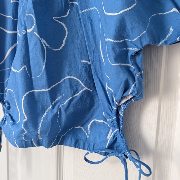 Madewell Blue Floral Poplin Blouse with Drawstring - Picture 4 of 5